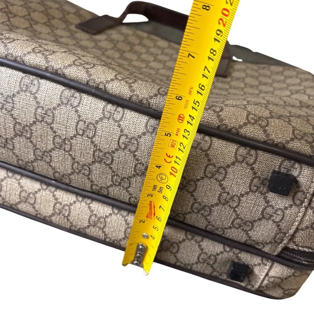 Gucci GG Supreme Briefcase Brown Leather Laptop Bag 28723 486628 Vintage